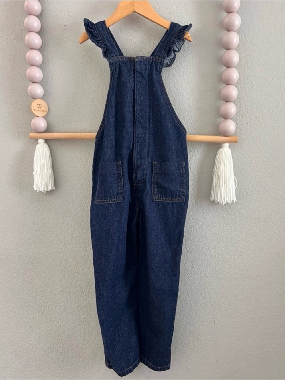 Cotton On Ruffled Denim Overalls - size 6